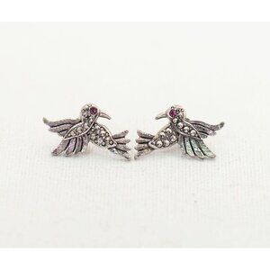Vintage Love Doves Silver Stud Earrings by Avon - T20